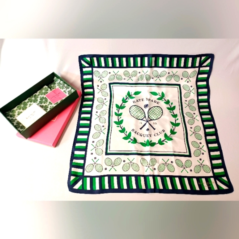Kate Spade Raquet Club Silk Bandana NWT NIB w/ Original Tissue & Gift Receipt
